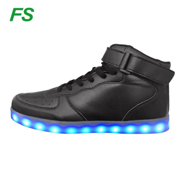 2017 led lights skate shoes, high ankle skateboard shoes, led skate shoes for men